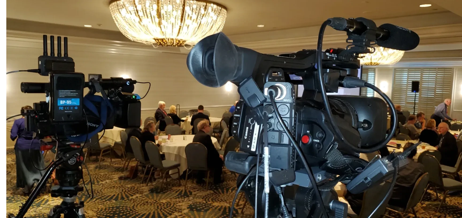 FCM dual camera setup at conference event