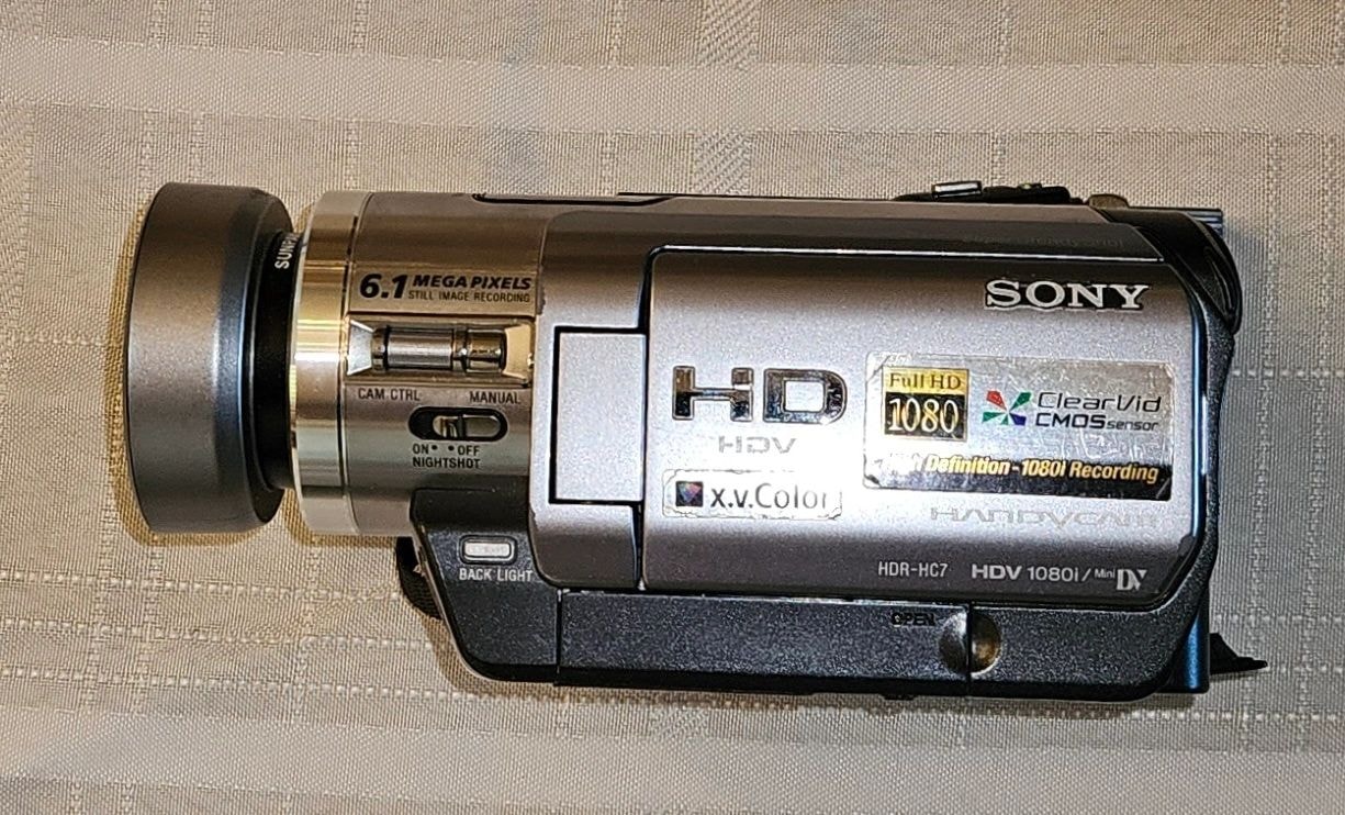 Sony Handycam HD camcorder with 6.1 megapixels and Full HD 1080 recording.